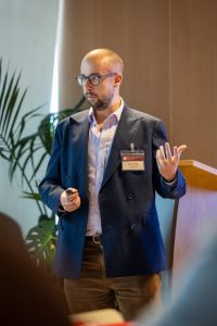 Scott Corfe, Director of Economics at Public First presenting at Sunderland Smart City Symposium
